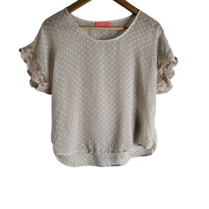 Chic Beige Lace Sleeve Women's Blouse